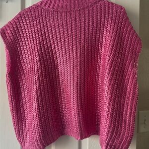 She + Sky Fuchsia Cowl Neck Sweater